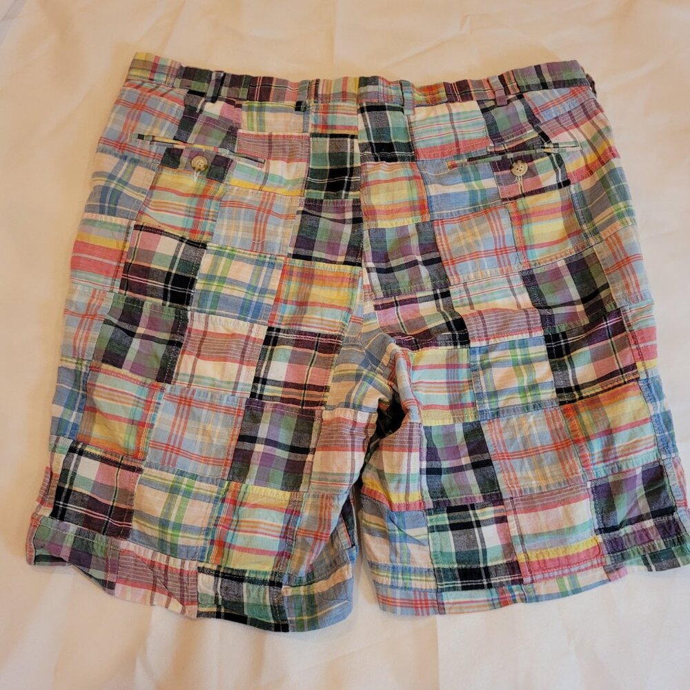 Berle Patchwork Madras Plaid Flat Front Shorts Si… - image 3